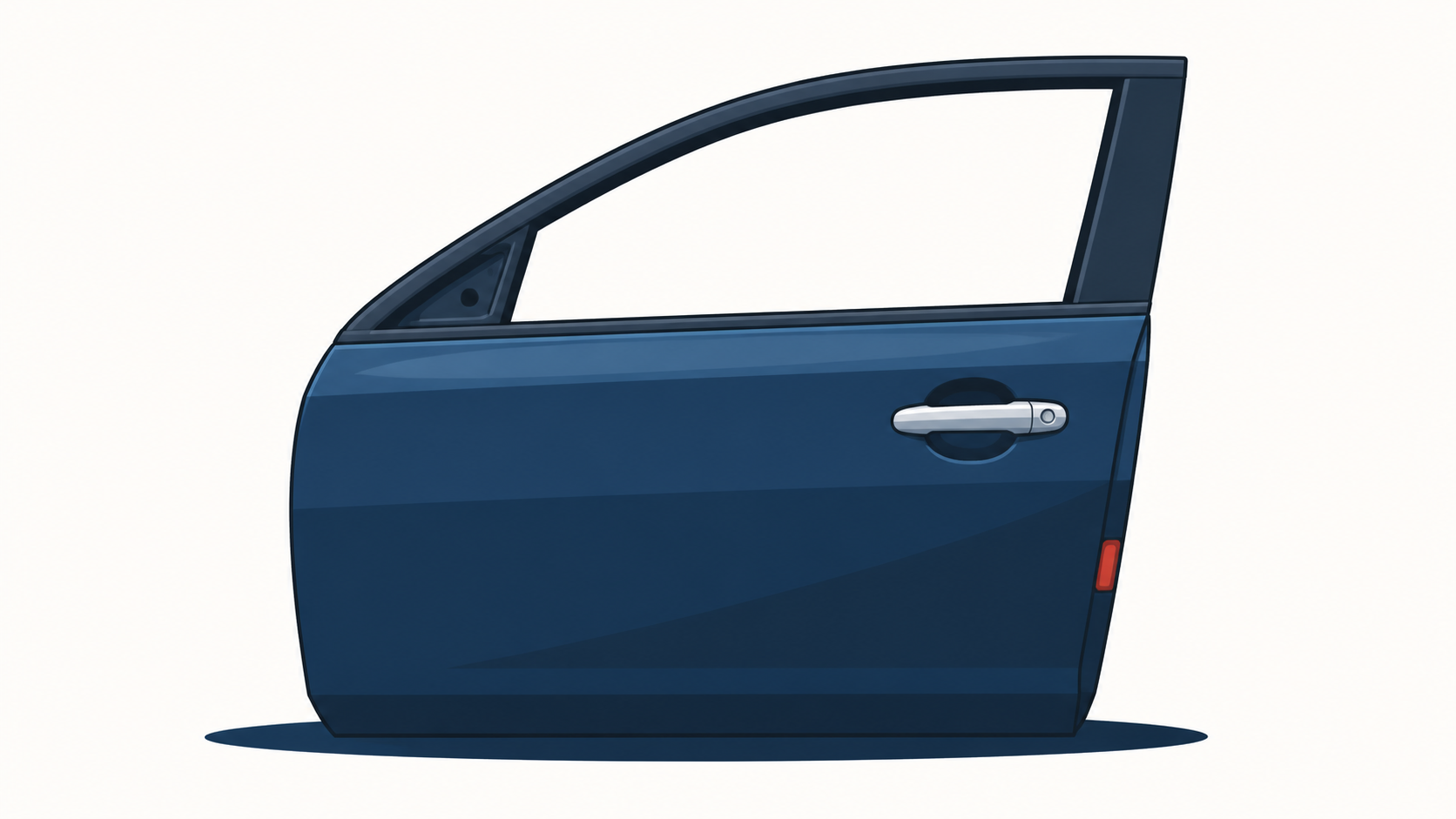 Illustration of a blue car door and handle