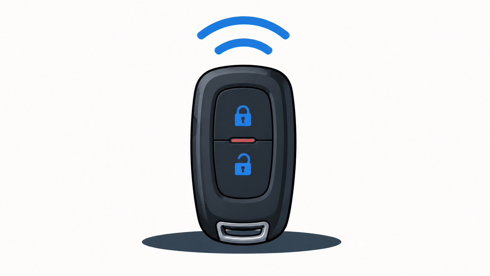 Illustration of a car key fob with wireless signal